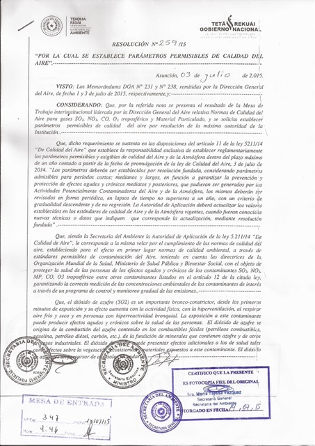 Resolución Número 259/2015